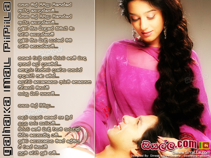 Gahaka Mal Pipila Pipenne Eida Nodannemi Song Lyrics by Karunarathna Divulgane