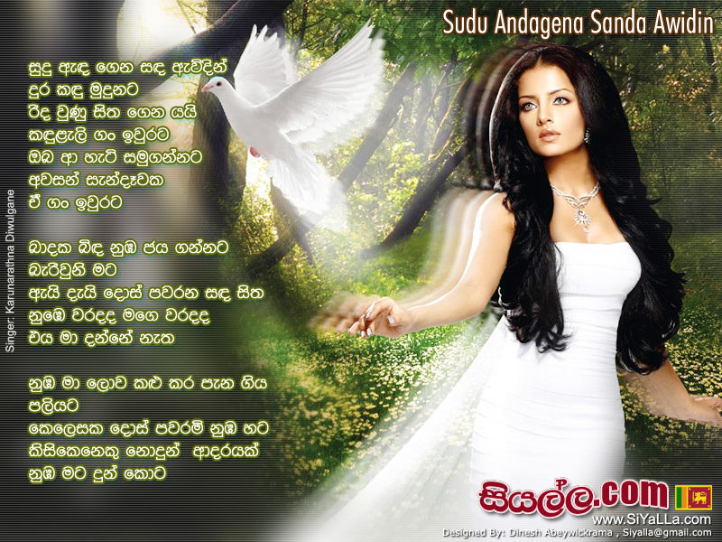 Sudu Andagena Sanda Awidin Dura Kandu Mudunata Song Lyrics by Karunarathna Divulgane