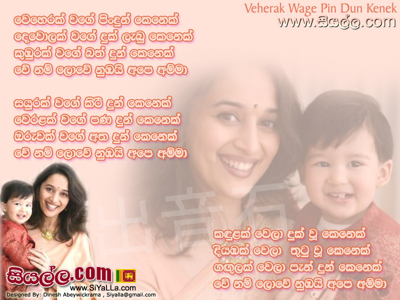 Veherak Wage Pin Dun Kenek Song Lyrics by Karunarathna Divulgane