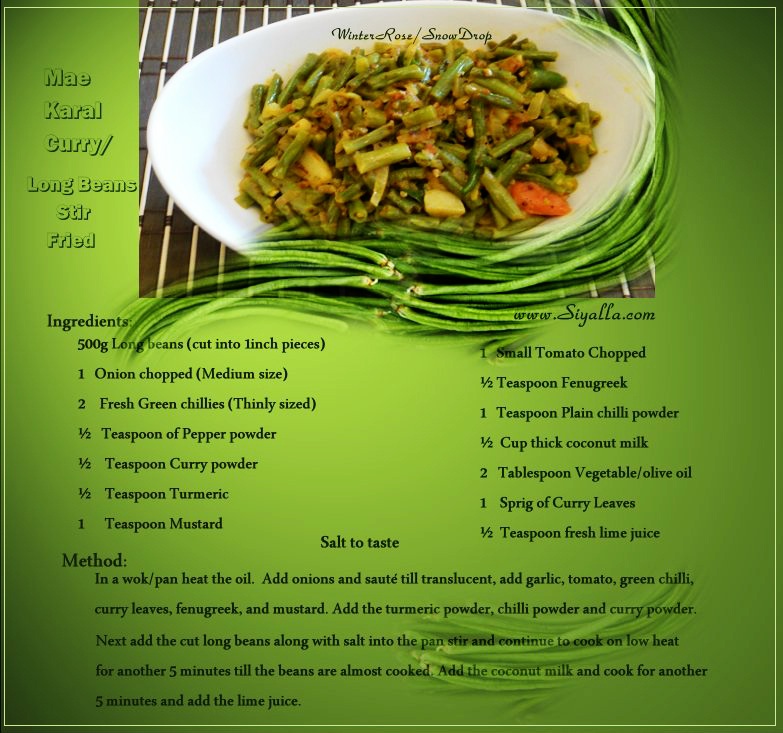 Mae Karal [Long Beans Stir Fried] Recipe