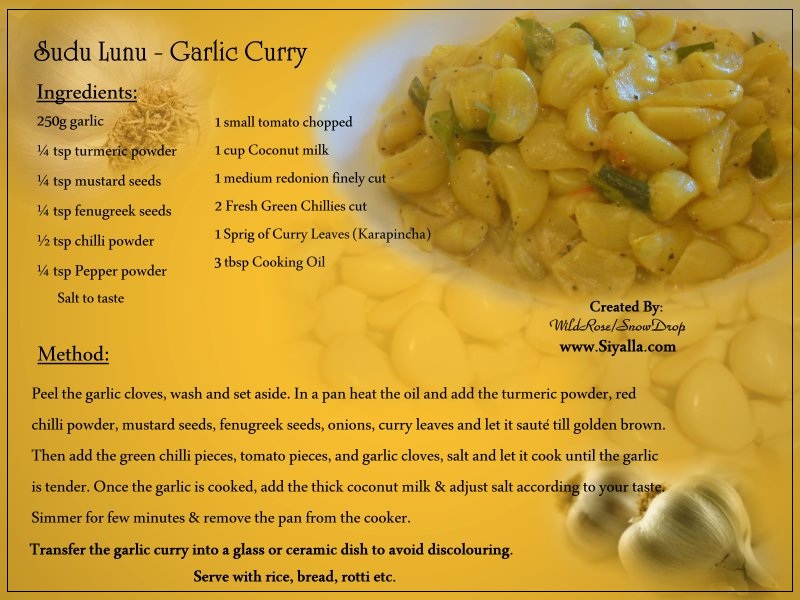 Sudu Lunu [Garlic Curry]
