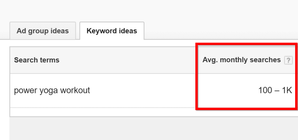 Google keyword planner search Keyword volume